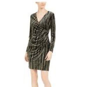 Calvin Klein velvet black and gold wrap dress size 14